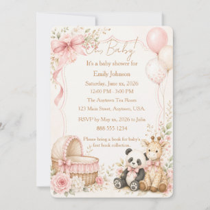 Oh Baby Panda and Giraffe Baby Shower Invitation