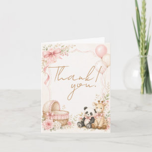 Oh Baby Panda and Giraffe Baby Shower Thank You Card