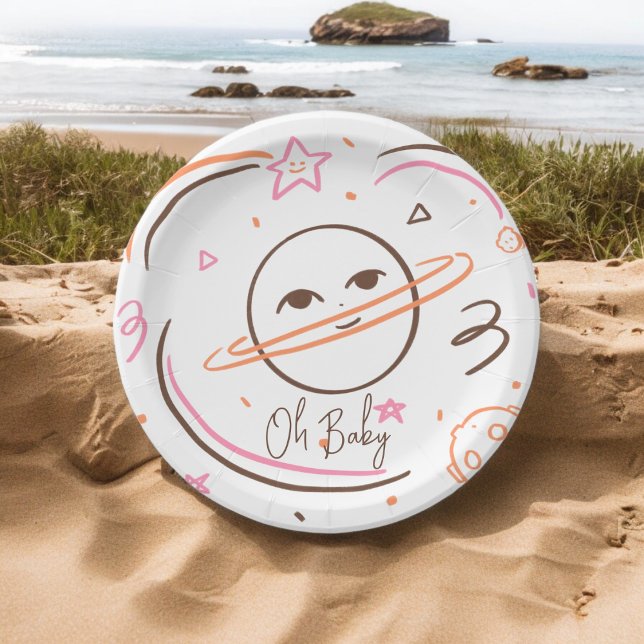 Oh Baby Paper Plate (baby shower kids theme,birthday,wedding,baby shower,special occasion event paper plate party supplie)