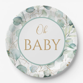 Oh Baby Paper Plates Eucalyptus Baby Shower