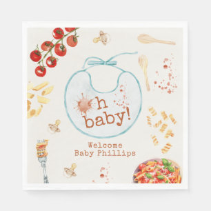 Oh Baby Pasta & Pacifiers Blue Boy Baby Shower Napkin