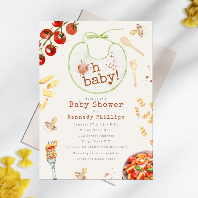 Oh Baby Pasta & Pacifiers Neutral Baby Shower Invitation (Creator Uploaded)