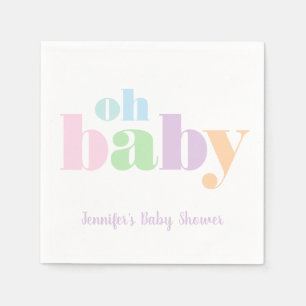 Oh Baby Pastel Minimal Modern Baby Shower Napkin