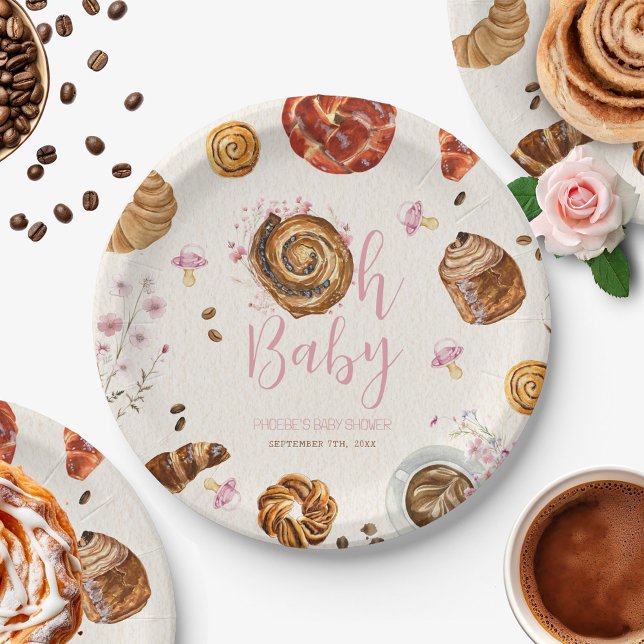 Oh Baby Pastries + Pacifiers Girl Baby Shower Paper Plate (Creator Uploaded)
