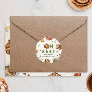 Oh Baby Pastries + Pacifiers Neutral Baby Shower Classic Round Sticker