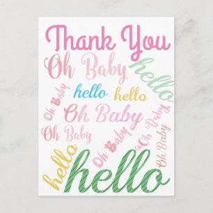 Oh Baby Personalised Pink Girly Girl Postcard
