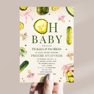Oh Baby Pickles + Pacifiers Girl Baby Shower Invitation