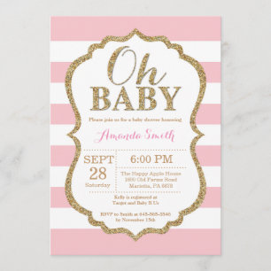 Oh Baby Pink and Gold Baby Shower Invitation