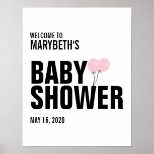 Oh Baby Pink Balloon Baby Shower Welcome Sign