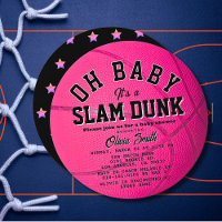 Oh Baby Pink Basketball Girl Baby Shower Circle