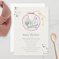 Oh Baby Pink Bib Green Babyfood Girl Baby Shower