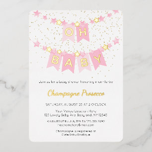 Oh Baby Pink Bunting Flags Photo Baby Shower