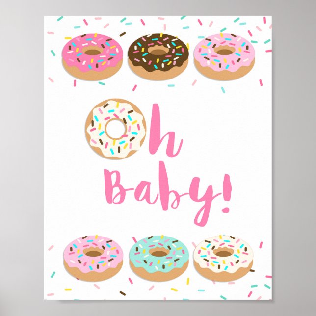 Oh Baby! Pink Donut Sprinkle Shower Sign (Front)