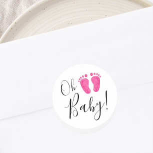 Oh Baby Pink Feet Classic Round Sticker