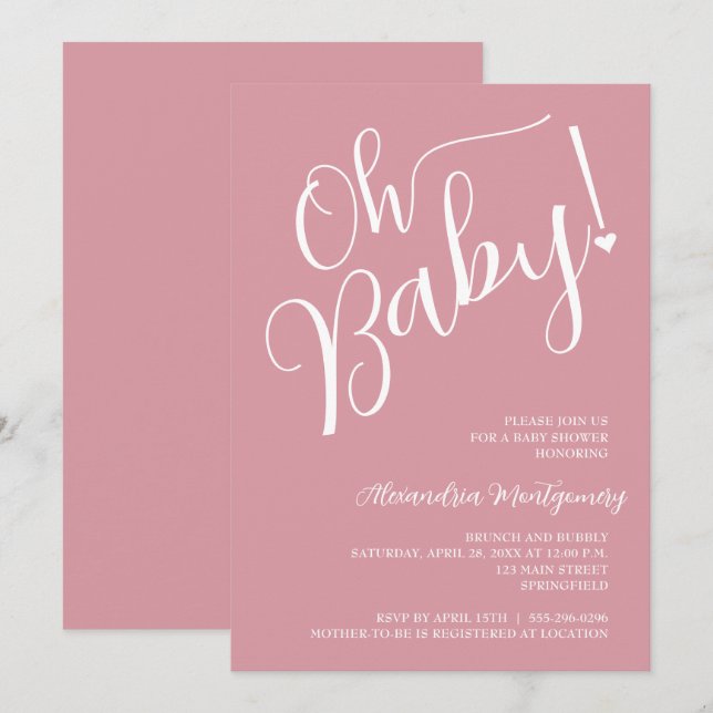 Oh Baby! Pink Girl Baby Shower Invitation (Front/Back)