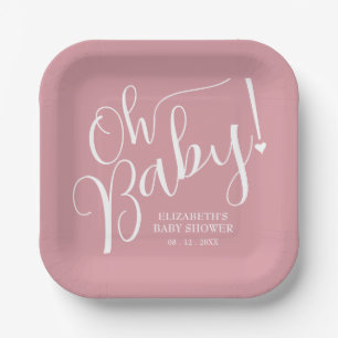 Oh Baby! Pink Girl Baby Shower Paper Plate