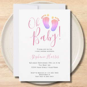 Oh Baby Pink Girl's Baby Shower Invitation