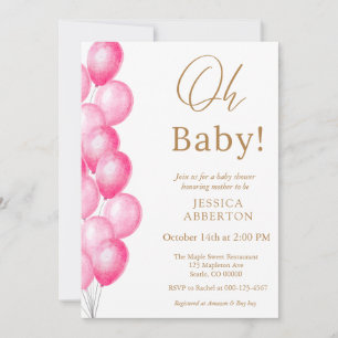 Oh baby! Pink Gold girl baby shower Invitation
