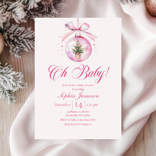 Oh Baby Pink Holiday Baby Shower Invitation