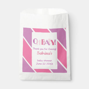 Oh Baby Pink Modern Baby Shower Favour Bag