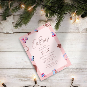 Oh Baby! Pink Modern Baby Shower Invitation