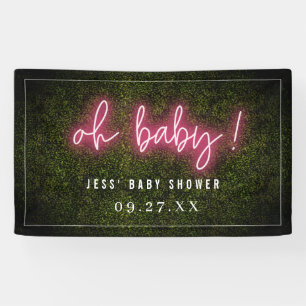 Oh Baby Pink Neon Boxwood Baby Shower Banner