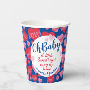 Oh Baby Pink Red Sweethearts Baby Shower Blue Paper Cups