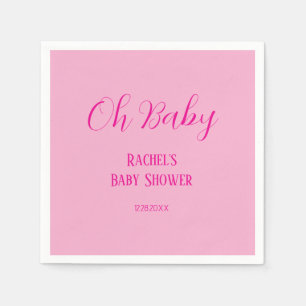 Oh Baby Pink Script Modern Cute Girl Baby Shower Napkin