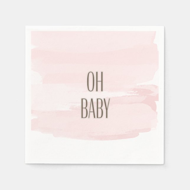 Oh Baby  Pink Splash Baby Shower Napkins (Front)