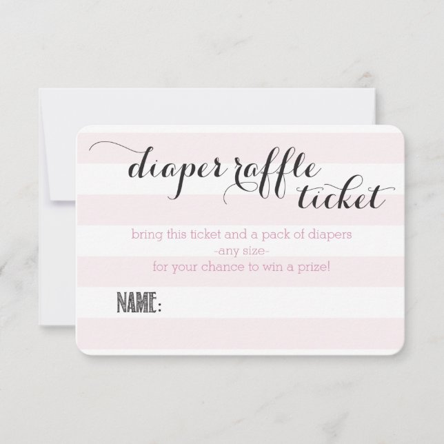 Oh Baby Pink Stripes Shower Diaper Raffle Ticket Invitation (Front)