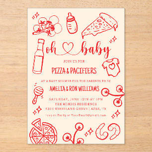 Oh Baby Pizza + Pacifiers Baby Shower Invitation