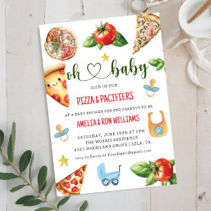 Oh Baby Pizza + Pacifiers Baby Shower Invitation