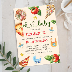 Oh Baby Pizza + Pacifiers Baby Shower Invitation