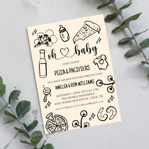 Oh Baby Pizza + Pacifiers Baby Shower Invitation