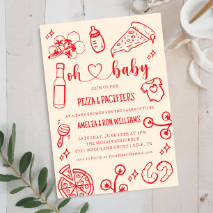 Oh Baby Pizza + Pacifiers Baby Shower Invitation