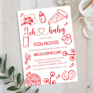 Oh Baby Pizza + Pacifiers Baby Shower Invitation