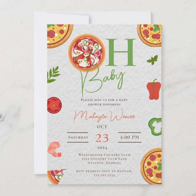 Oh Baby Pizza Pacifiers chic Baby Shower Invitatio Invitation (Front)