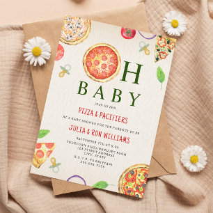 Oh Baby Pizza Pacifiers Neutral Shower Invitation