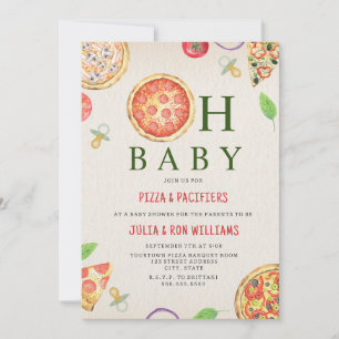Oh Baby Pizza Pacifiers Neutral Shower Invitation
