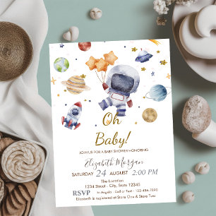 Oh Baby Planet Astronaut Baby Shower Invitation