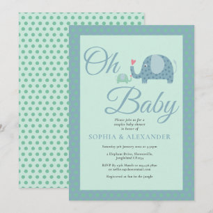 Oh Baby Polka Dot Elephants Couples Baby Shower Invitation