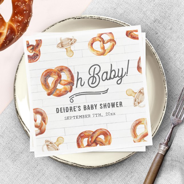 Oh Baby Pretzels & Pacifiers Baby Shower Welcome Napkin (Creator Uploaded)