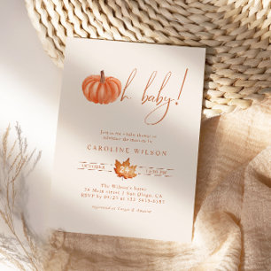 Oh Baby Pumpkin Baby Shower Fall Minimalist Invitation
