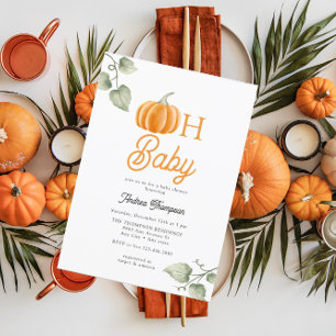 Oh Baby   Pumpkin Baby Shower  Invitation