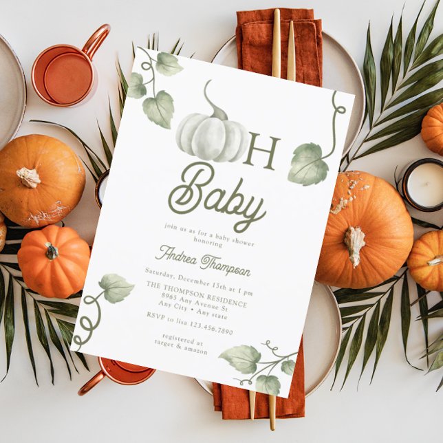 Oh Baby | Pumpkin Baby Shower  Invitation (Creator Uploaded)