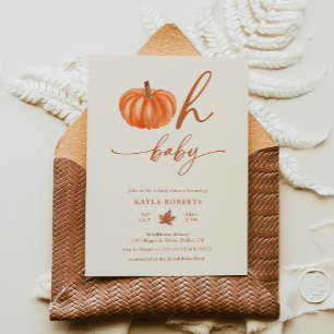 Oh Baby Pumpkin Modern Fall Baby Shower  Invitation