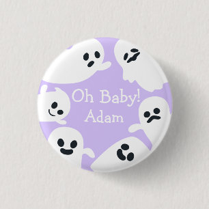 Oh Baby! Purple Halloween Fall Baby Shower 3 Cm Round Badge