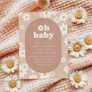 Oh Baby Retro Daisies Baby Shower Invitation