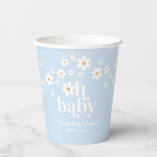 Oh Baby! Retro Daisy blue Baby Shower Paper Cups