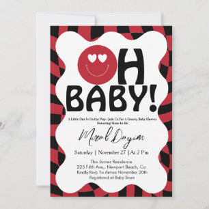 Oh Baby! Retro Groovy Happy Face Baby Shower  Invitation